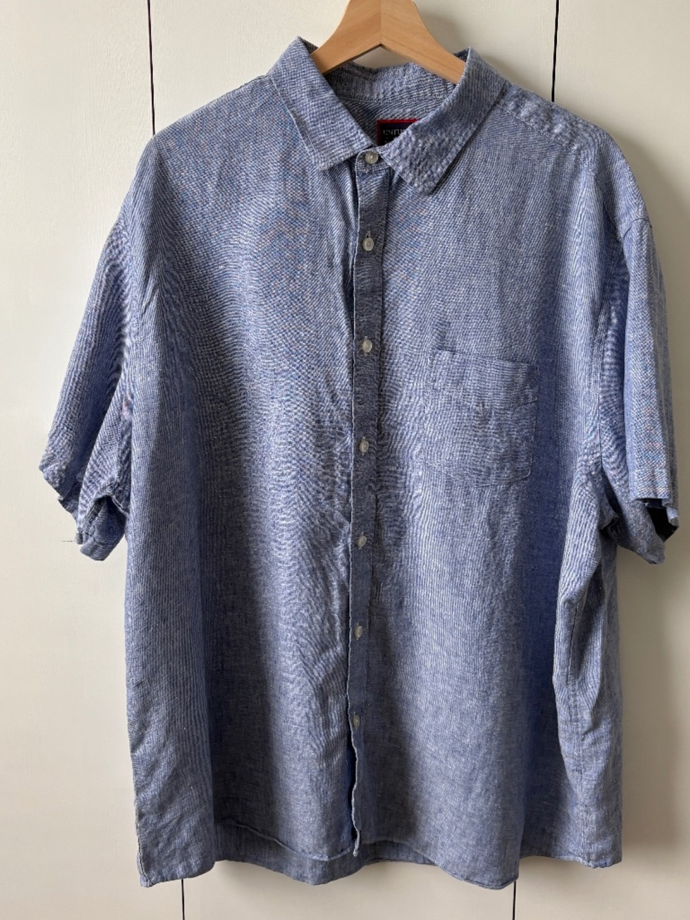 UNTUCKit Men's 100% Linen Short-Sleeve Valente Shirt XXL Blue Summer Breathable